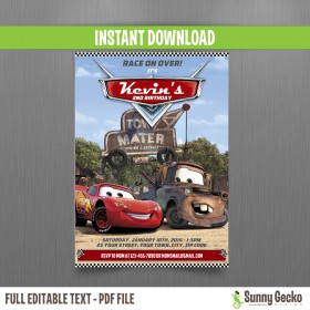 Cars Lightning McQueen and Mater Birthday Invitation